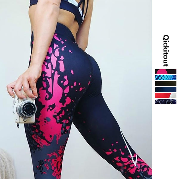 Women High Waist Workout Leggings Printed Women's Fitness Stretchy Trousers Casual Slim Pants Leggings 6 Styles S - 2XL