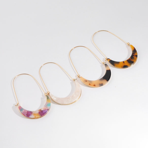 Gold Alloy Crescent Moon Acrylic Earrings Tortoiseshell Acetate Resin Ear Hook Earrings For Women Boho Jewelry Accesorios Mujer