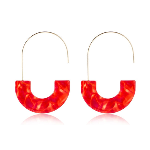 Gold Alloy Crescent Moon Acrylic Earrings Tortoiseshell Acetate Resin Ear Hook Earrings For Women Boho Jewelry Accesorios Mujer