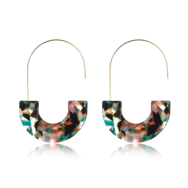 Gold Alloy Crescent Moon Acrylic Earrings Tortoiseshell Acetate Resin Ear Hook Earrings For Women Boho Jewelry Accesorios Mujer