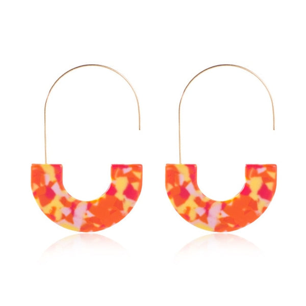 Gold Alloy Crescent Moon Acrylic Earrings Tortoiseshell Acetate Resin Ear Hook Earrings For Women Boho Jewelry Accesorios Mujer