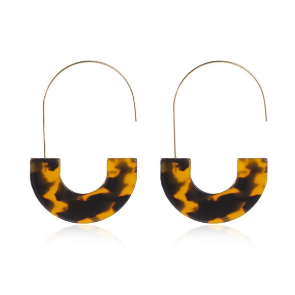 Gold Alloy Crescent Moon Acrylic Earrings Tortoiseshell Acetate Resin Ear Hook Earrings For Women Boho Jewelry Accesorios Mujer