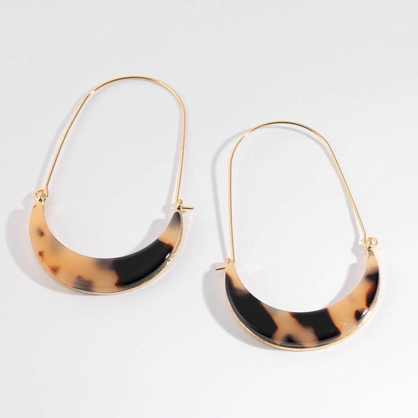 Gold Alloy Crescent Moon Acrylic Earrings Tortoiseshell Acetate Resin Ear Hook Earrings For Women Boho Jewelry Accesorios Mujer