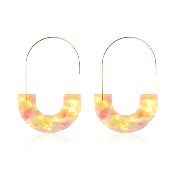 Gold Alloy Crescent Moon Acrylic Earrings Tortoiseshell Acetate Resin Ear Hook Earrings For Women Boho Jewelry Accesorios Mujer