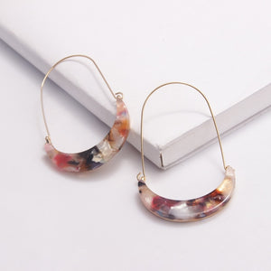 Gold Alloy Crescent Moon Acrylic Earrings Tortoiseshell Acetate Resin Ear Hook Earrings For Women Boho Jewelry Accesorios Mujer