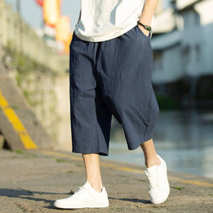 Men Harajuku Harem Pants New Men's Summer Cotton Linen Joggers Pants